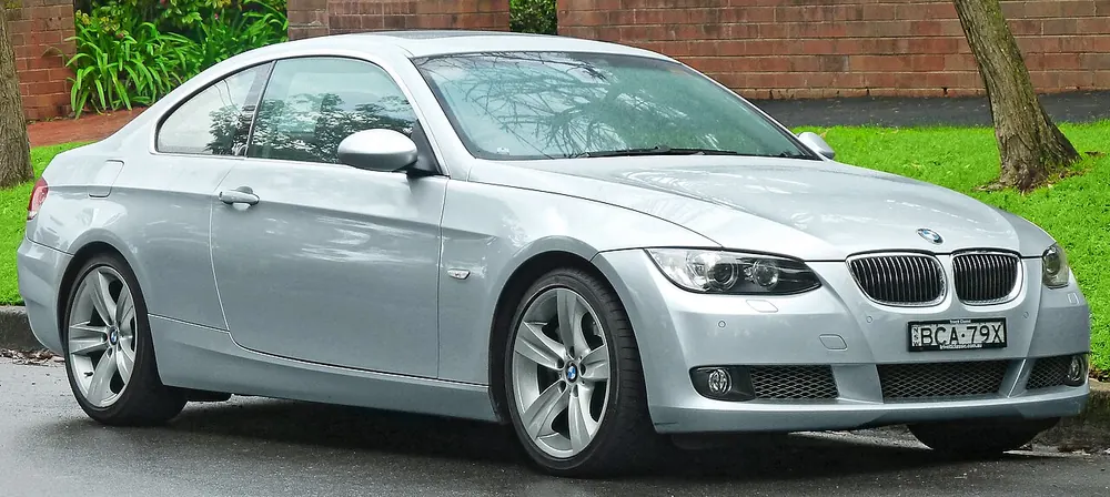 BMW E92 335 — cut-metal silhouette in clean-sided form