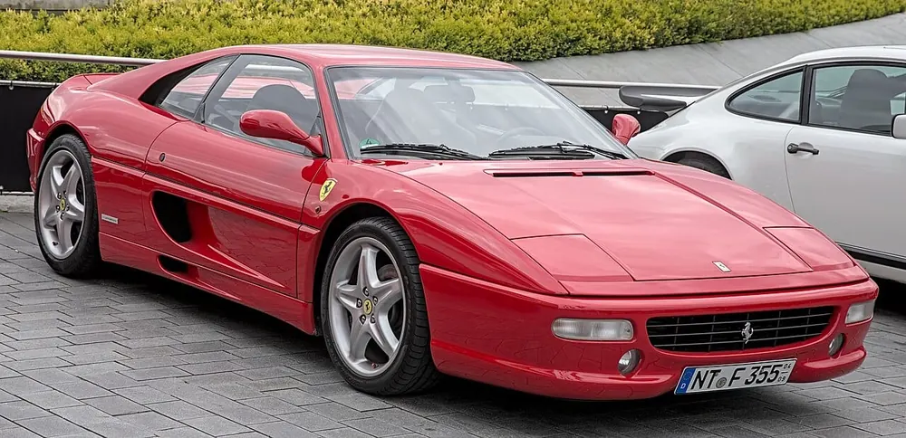 Ferrari F355 — cut-metal silhouette in clean-sided form