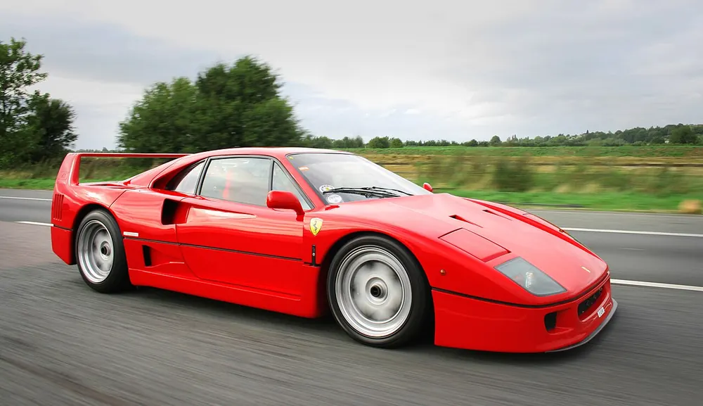 Ferrari F40 — cut-metal silhouette in clean-sided form