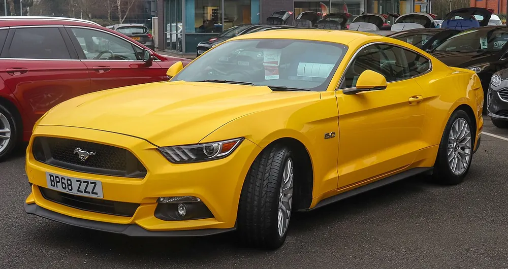 Ford Mustang GT — cut-metal silhouette in clean-sided form