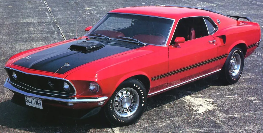 Ford Mustang Mach 1 — cut-metal silhouette in clean-sided form